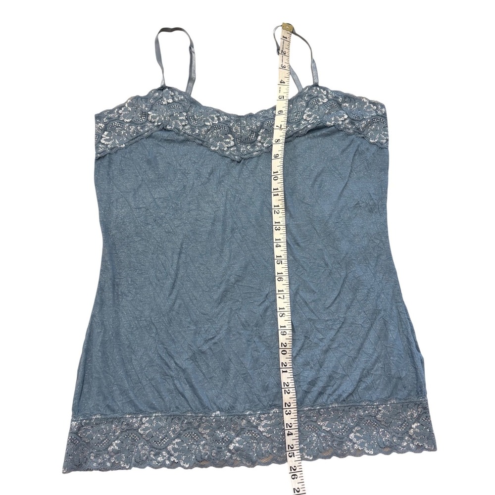 Vanity Y2K Coquette Balletcore Camisole Top Blue Metallic Lace Womens Large - Picture 5 of 7